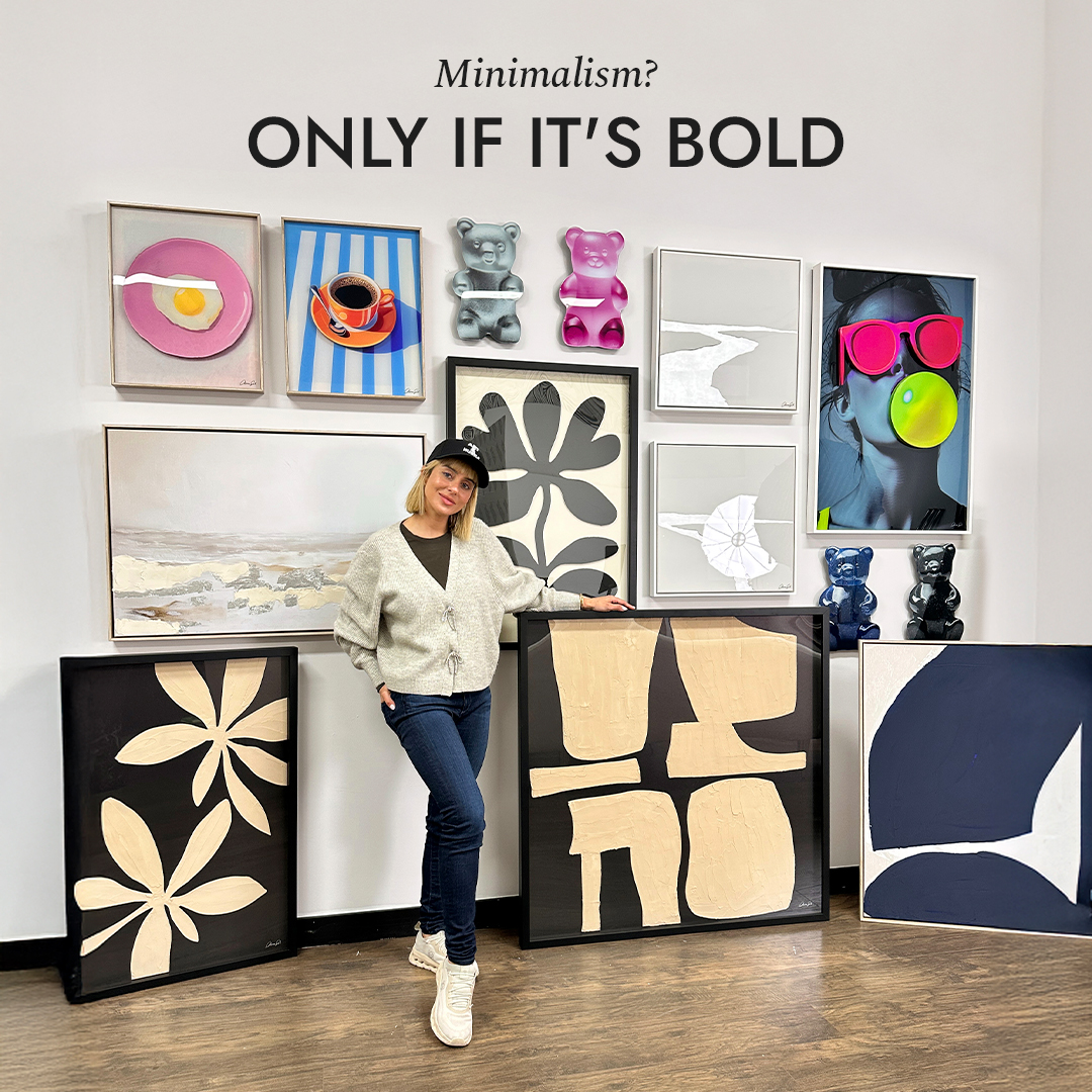 Lola, Oliver Gal&rsquo;s co-founder and Chief Creative Officer, in front of a gallery wall of the brand&rsquo;s bold statement art