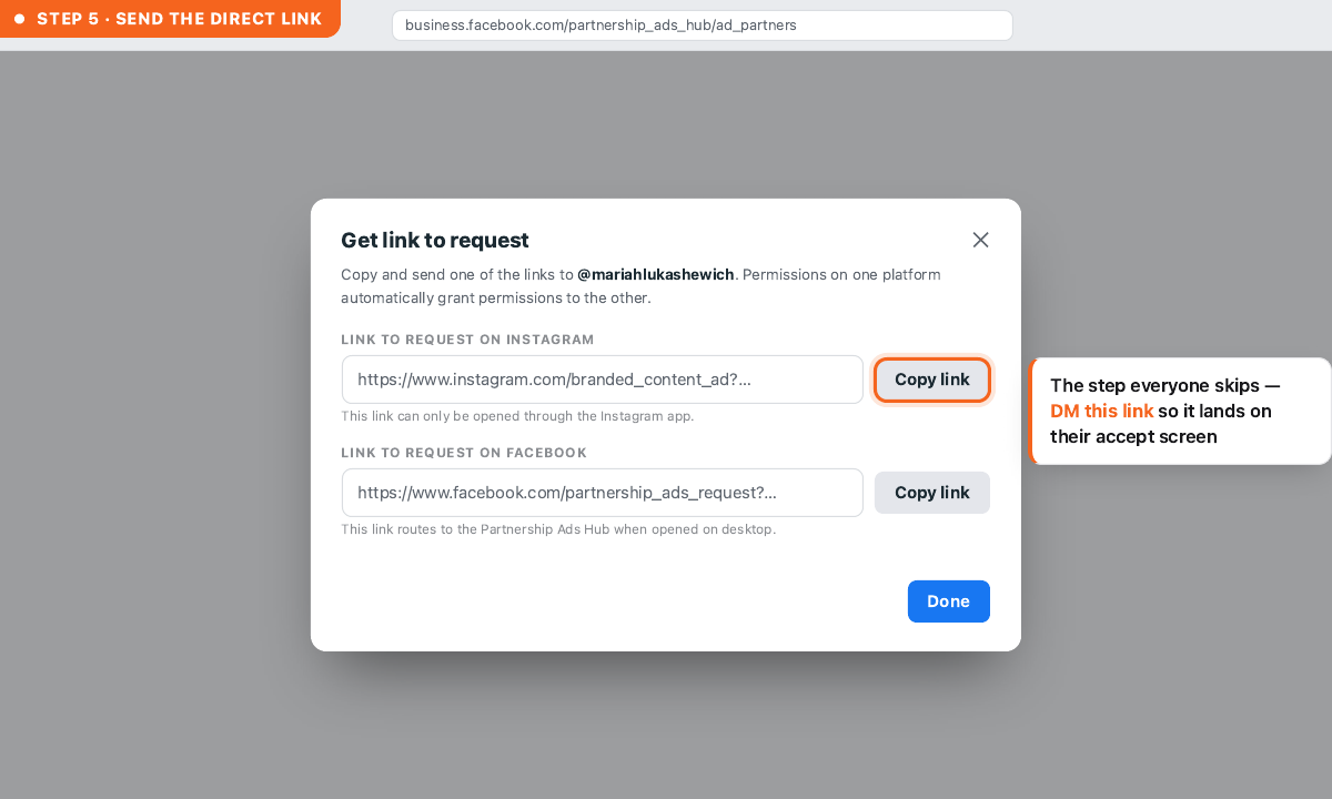 Step 5 — get the request link and DM it